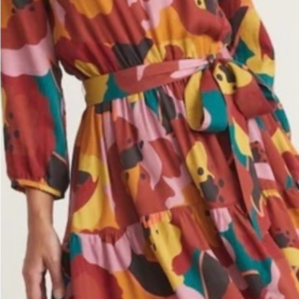 MARINE LAYER Elise Dress. Flowy, belted with ruffle details. Size M